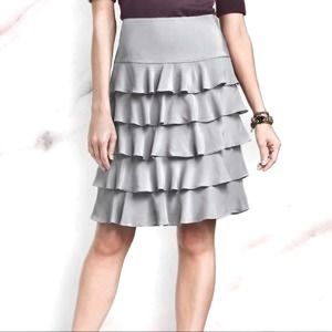 Grey Tiered Ruffle Pencil Skirt